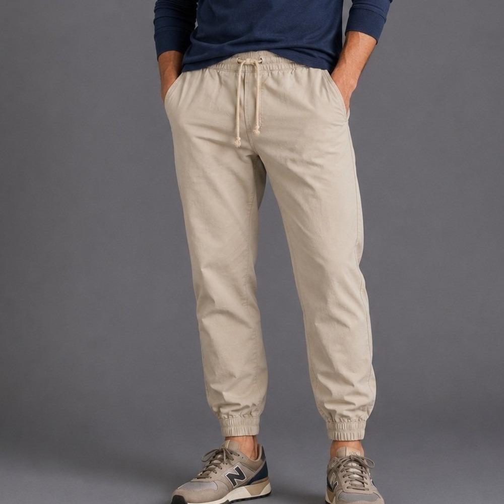 Abercrombie & Fitch‎ Mens Khaki Chino Joggers Slim Fit Tan Drawstring Pants XS